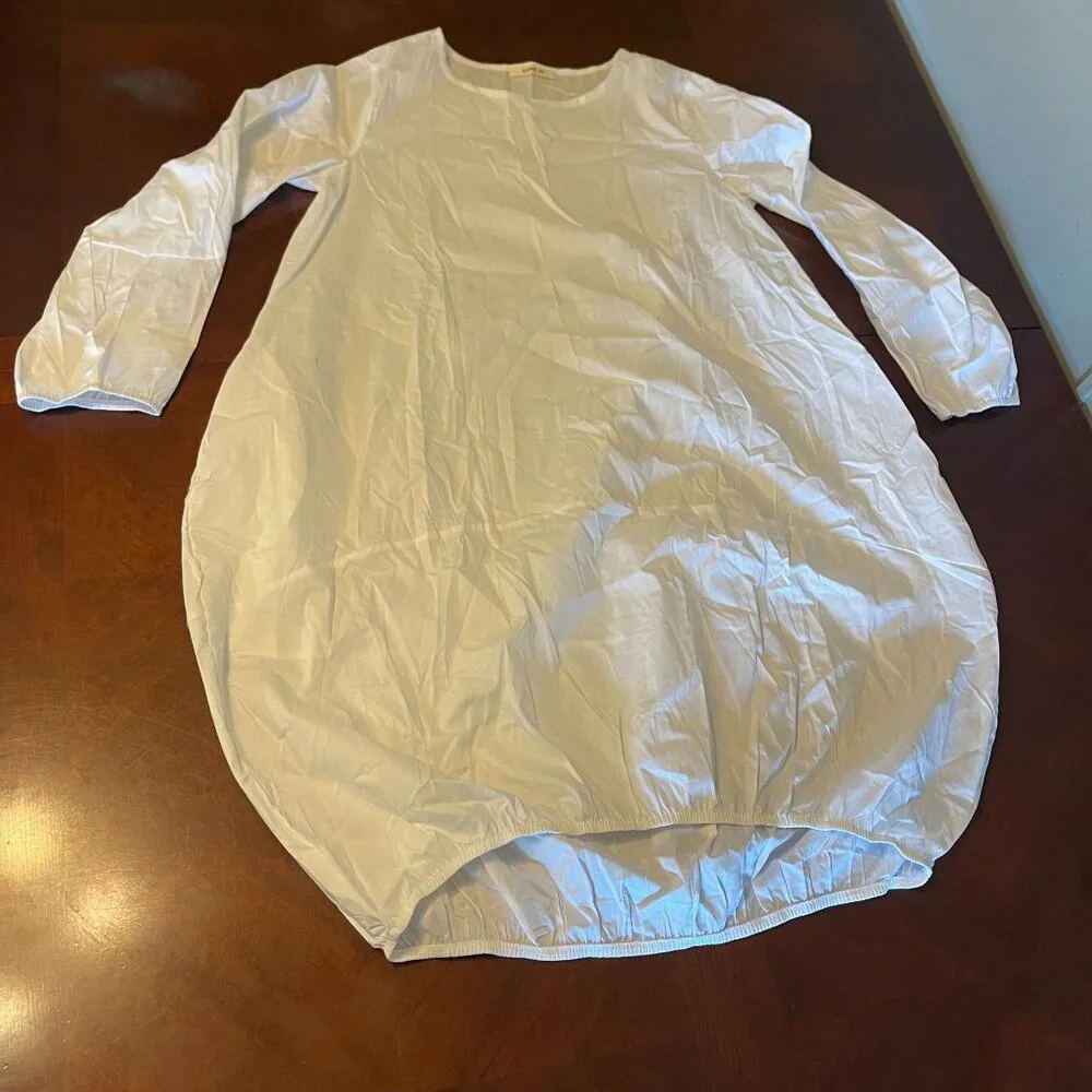 love in White Long-Sleeve Balloon Hem Dress summer dress pockets‎ nwt